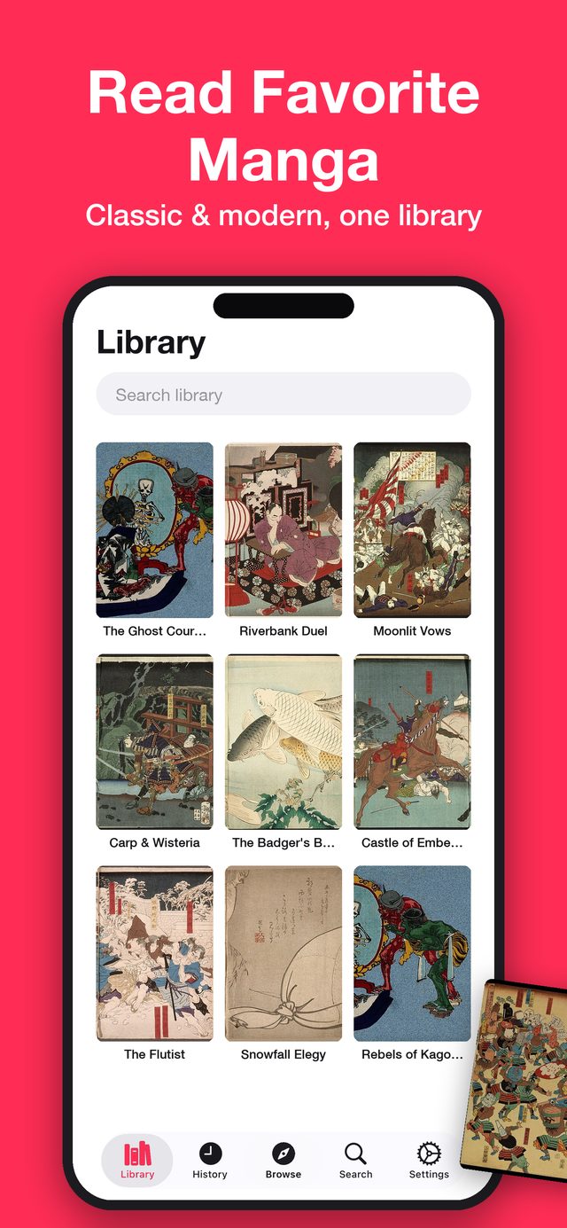 Yomu manga library on iPhone